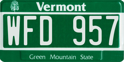 VT license plate WFD957