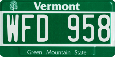 VT license plate WFD958