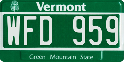 VT license plate WFD959