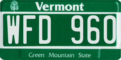 VT license plate WFD960