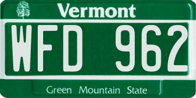 VT license plate WFD962