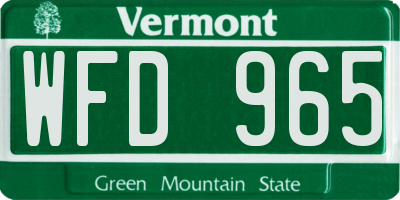 VT license plate WFD965