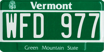 VT license plate WFD977