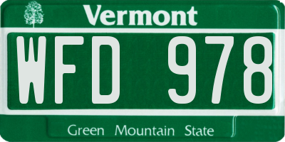 VT license plate WFD978