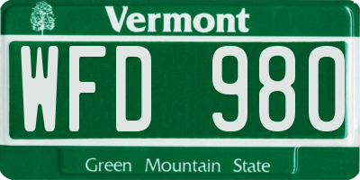 VT license plate WFD980