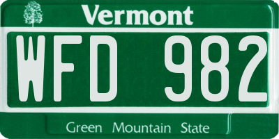 VT license plate WFD982