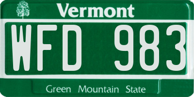 VT license plate WFD983