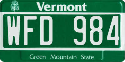 VT license plate WFD984