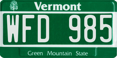 VT license plate WFD985