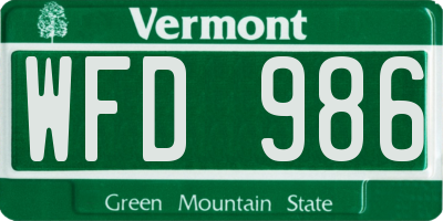 VT license plate WFD986