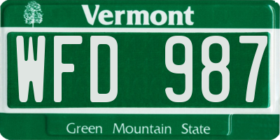 VT license plate WFD987