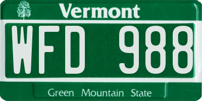 VT license plate WFD988