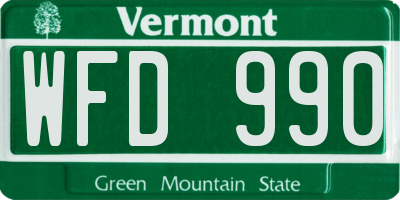 VT license plate WFD990