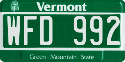 VT license plate WFD992