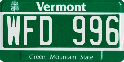 VT license plate WFD996