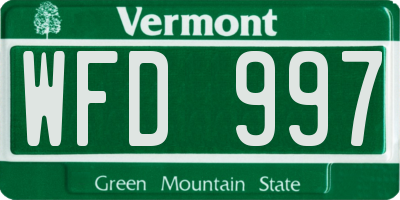 VT license plate WFD997