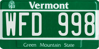 VT license plate WFD998