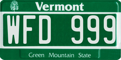 VT license plate WFD999