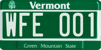VT license plate WFE001