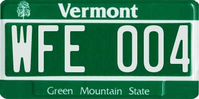 VT license plate WFE004