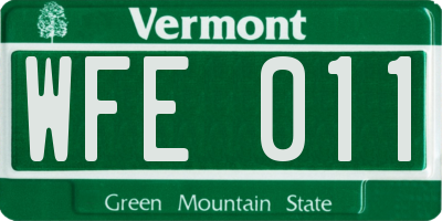 VT license plate WFE011