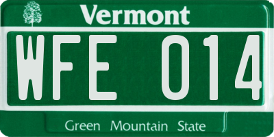 VT license plate WFE014