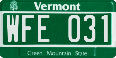VT license plate WFE031