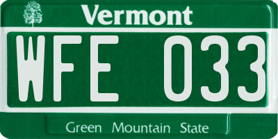 VT license plate WFE033