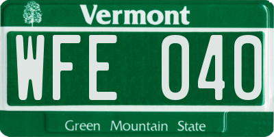 VT license plate WFE040