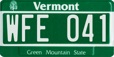 VT license plate WFE041
