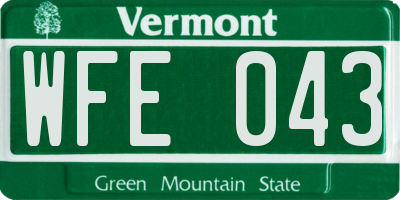 VT license plate WFE043