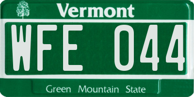 VT license plate WFE044