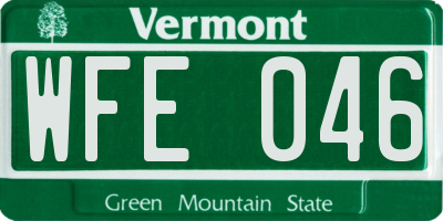 VT license plate WFE046