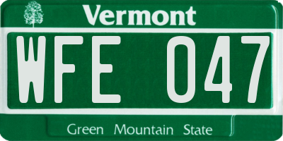 VT license plate WFE047