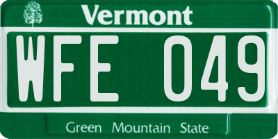VT license plate WFE049