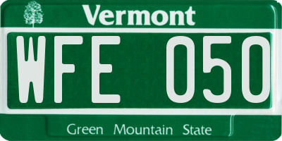 VT license plate WFE050