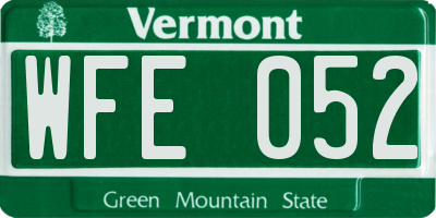VT license plate WFE052