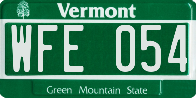 VT license plate WFE054