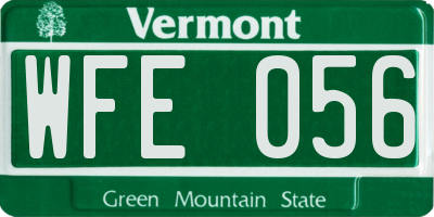 VT license plate WFE056