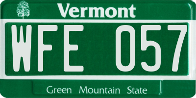 VT license plate WFE057