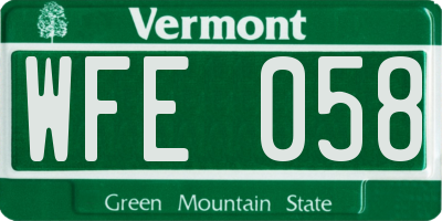 VT license plate WFE058