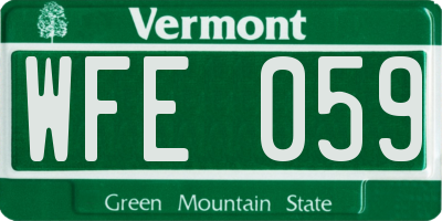 VT license plate WFE059