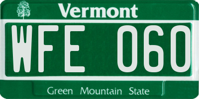 VT license plate WFE060
