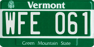 VT license plate WFE061