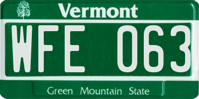 VT license plate WFE063