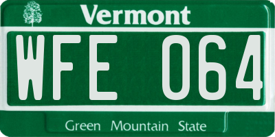 VT license plate WFE064