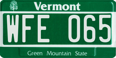 VT license plate WFE065