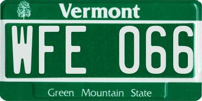 VT license plate WFE066