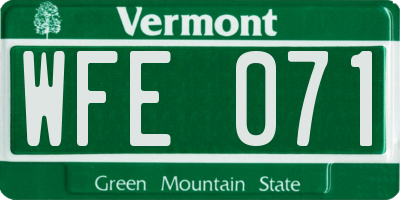 VT license plate WFE071