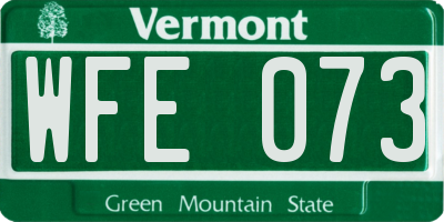 VT license plate WFE073